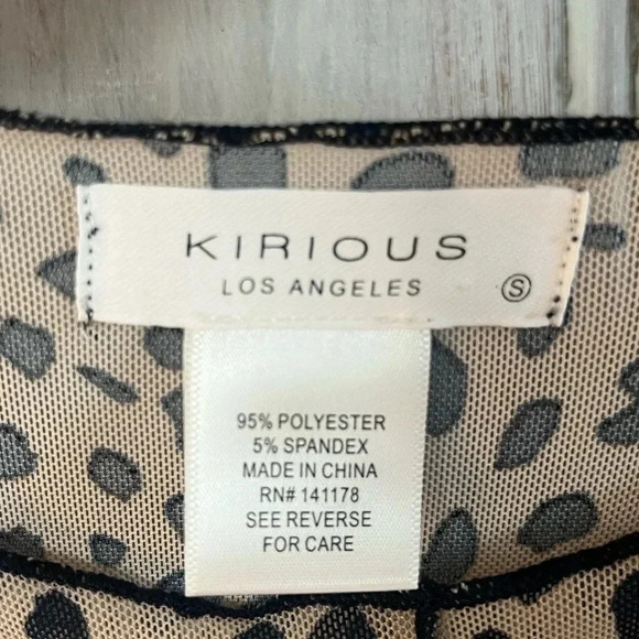 KIRIOUS Cheetah Print Sheer Mesh crew neck Crop Top exposed stitching| S goth - Picture 5 of 9